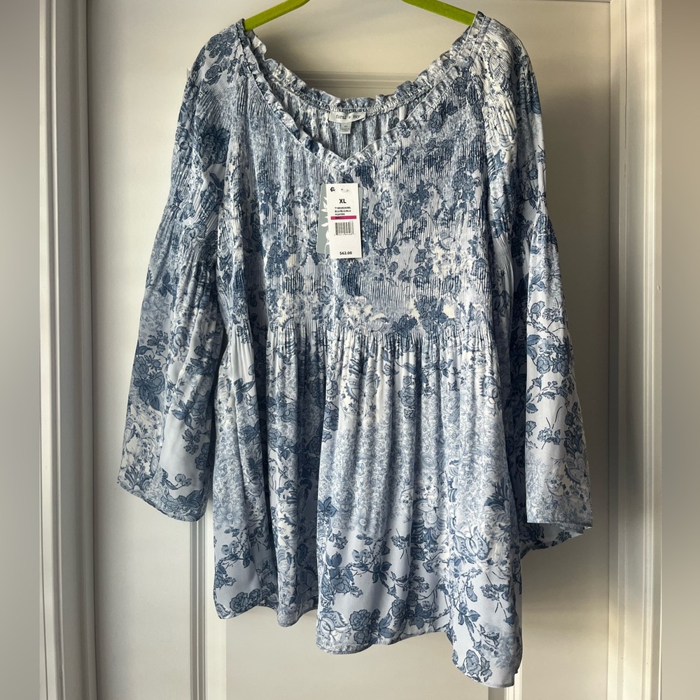 Floral & Ivy Blue Floral Blouse